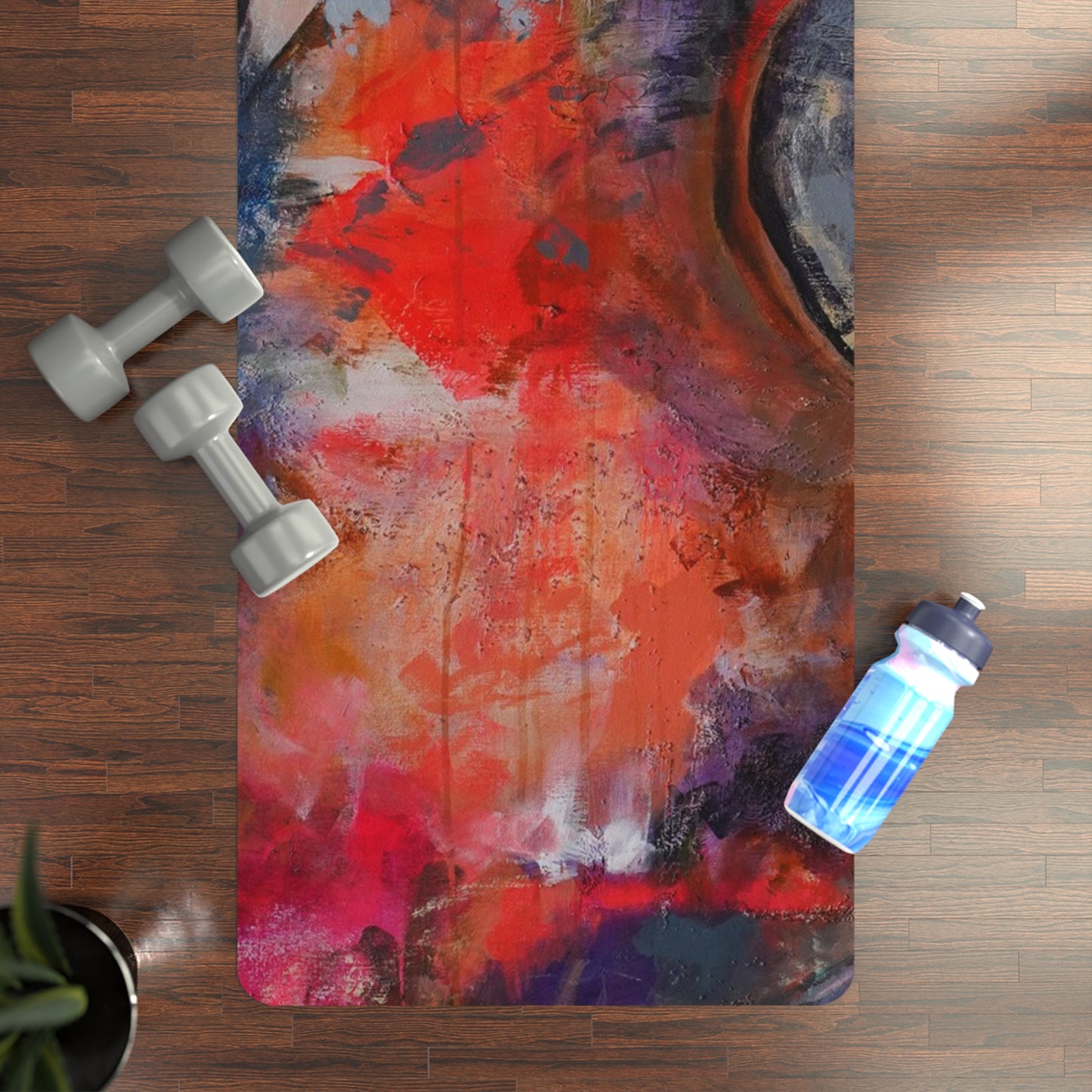 Artistic Rubber Yoga Mat - Colorful Abstract Design for Mindfulness & Fitness