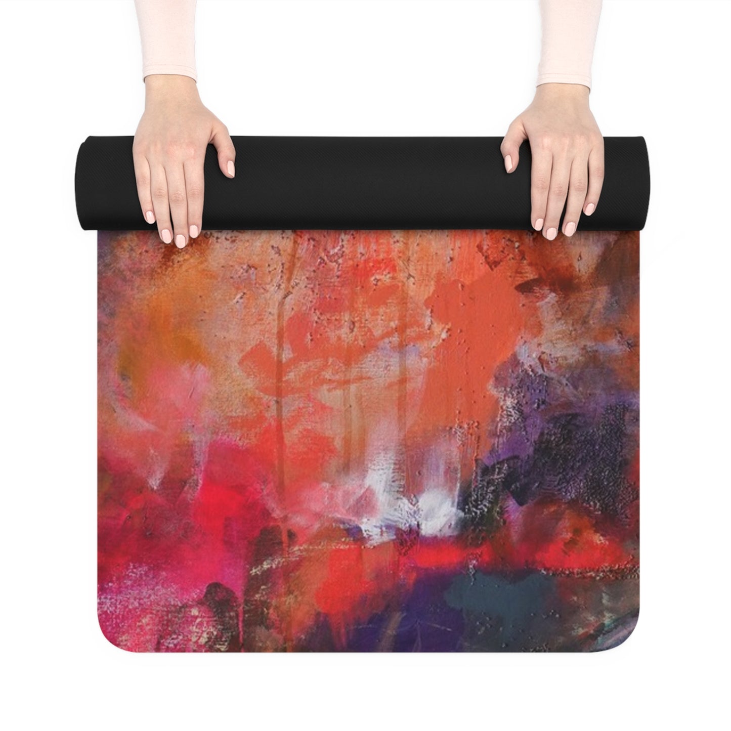 Artistic Rubber Yoga Mat - Colorful Abstract Design for Mindfulness & Fitness