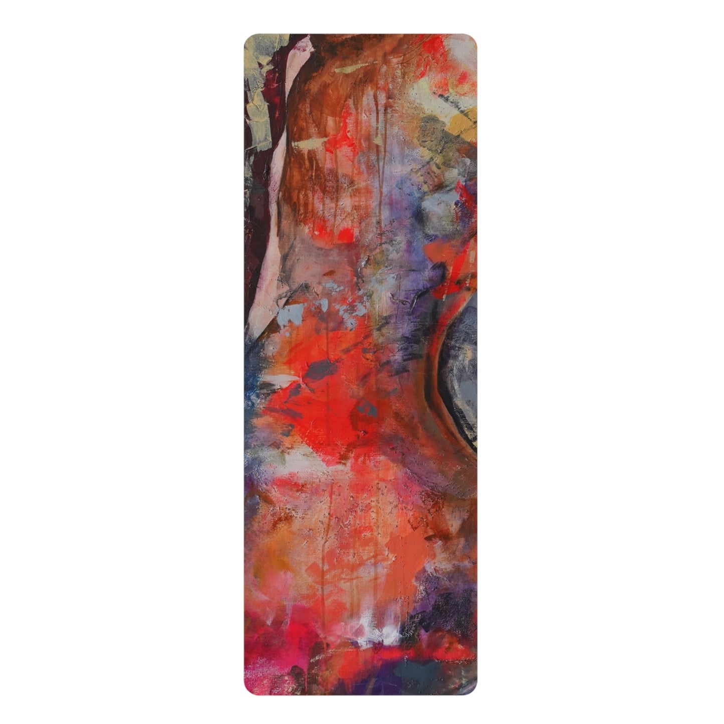 Artistic Rubber Yoga Mat - Colorful Abstract Design for Mindfulness & Fitness